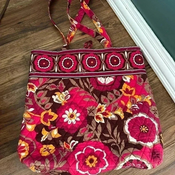 Vera Bradley Berry Red Brown Floral Bag - Picture 4 of 5